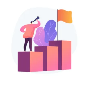 Illustration of servers and a graph representing scaling