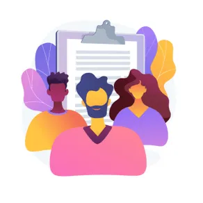 Illustration of a support team helping a developer